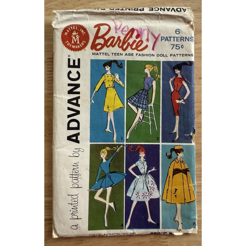 Barbie ADVANCE Mattel Original 1961 Wardrobe Pattern (6) Group B Uncut FF